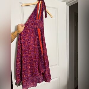 BOHO Purple and Orange Halter Dress